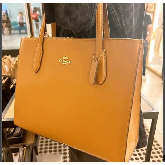 Coach Nina Tote Bag NEW Shade Saddle Brown Leather Purse NWT - Picture 7 of 11